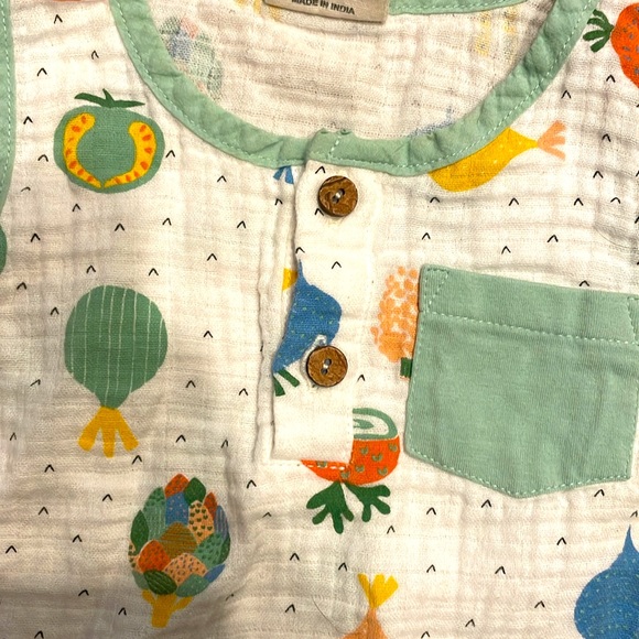 Viverano organics sleeveless romper with pocket - veggie salad - Picture 5 of 5